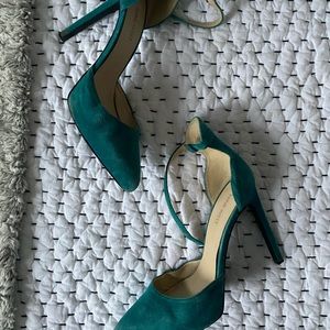 Emerald suede Nine West platforms